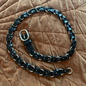 NEW Rag & Bone black leather silver metal belt